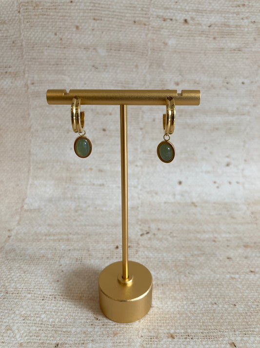 Dangle Hoop Mint 18K Gold Plated Earrings (ST927)