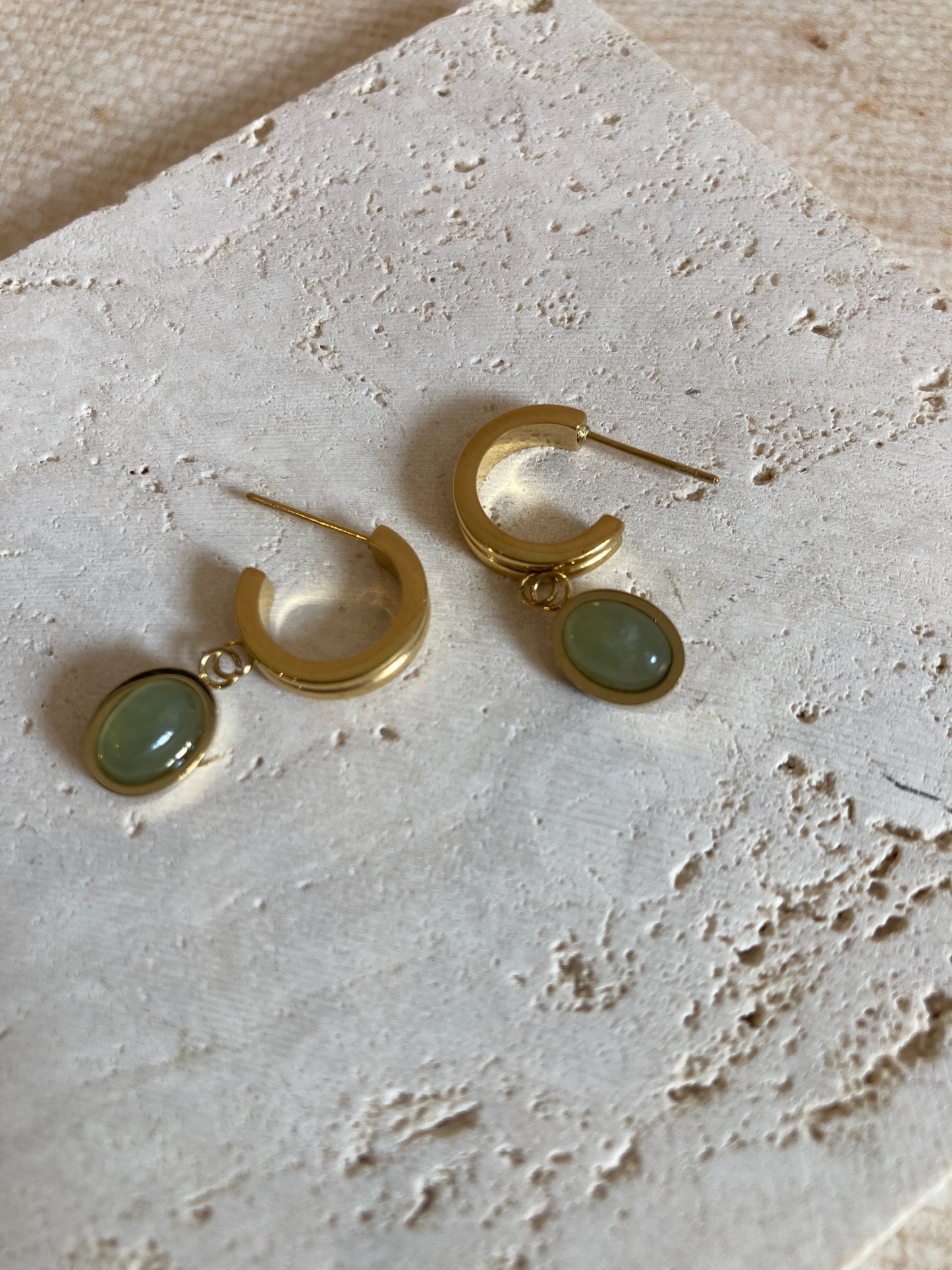 Dangle Hoop Mint 18K Gold Plated Earrings (ST927)