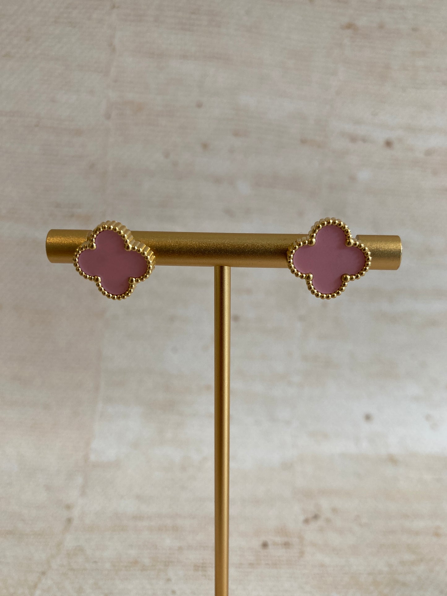 Clover Stud Earrings (ST814) (Pink)