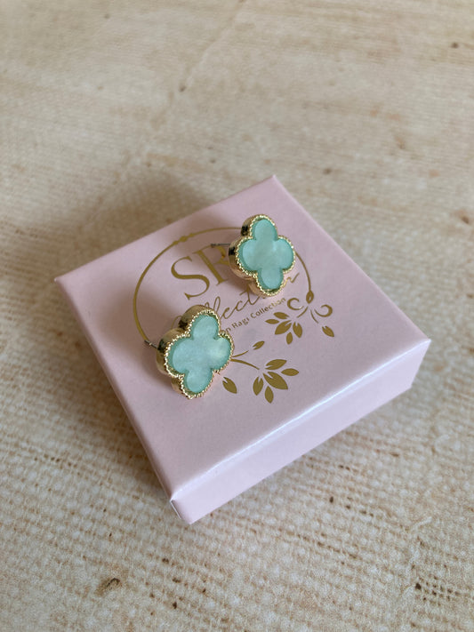 Clover Stud Earrings (ST926) (Mint)