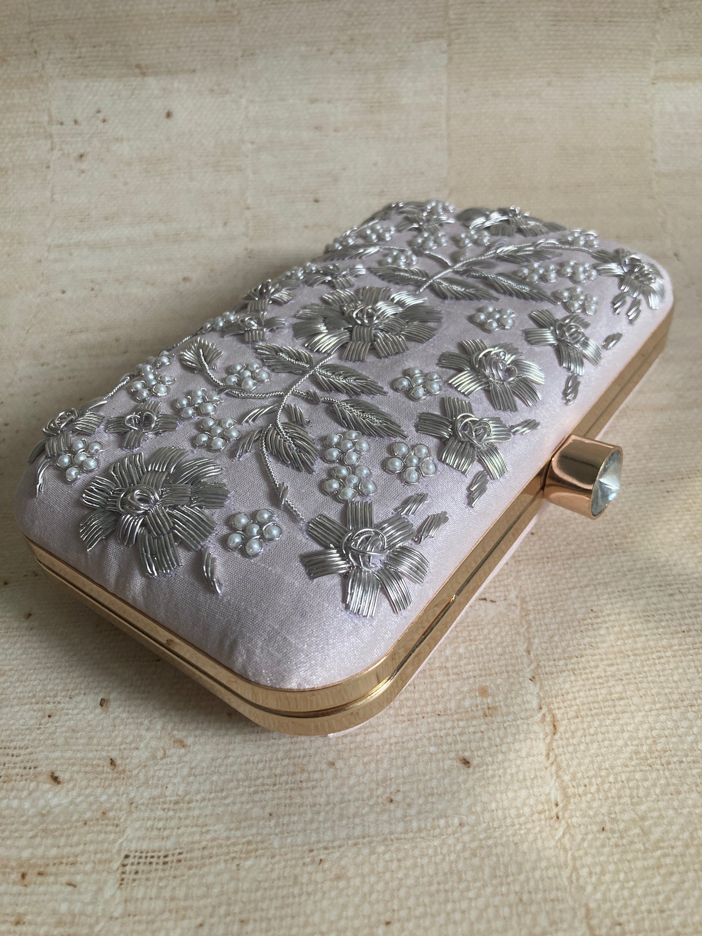 Alina (Rectangular Clutch) (Pale Pink) (ST859)