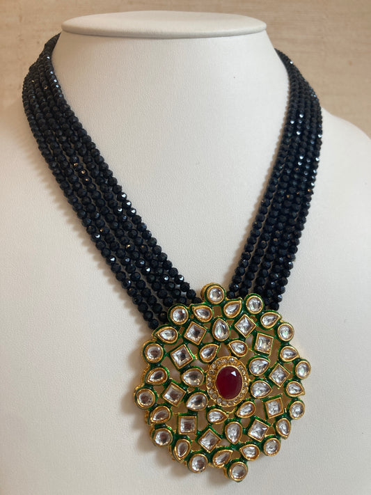 Neetu Long Mala Beaded Necklace Set (ST127) Black