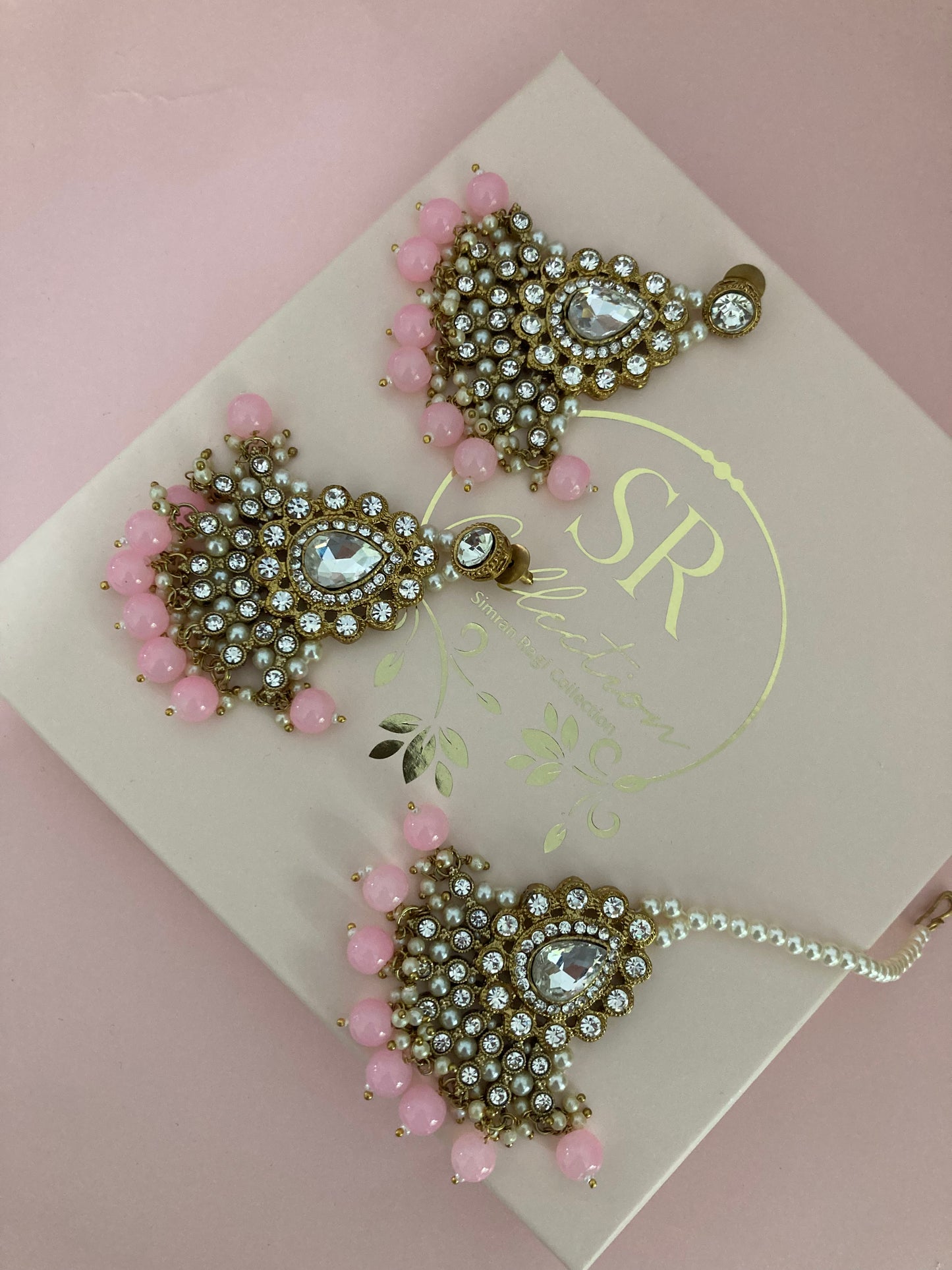 Riyasat Meenakari Kundan Pearl Set (ST128) (Pink)