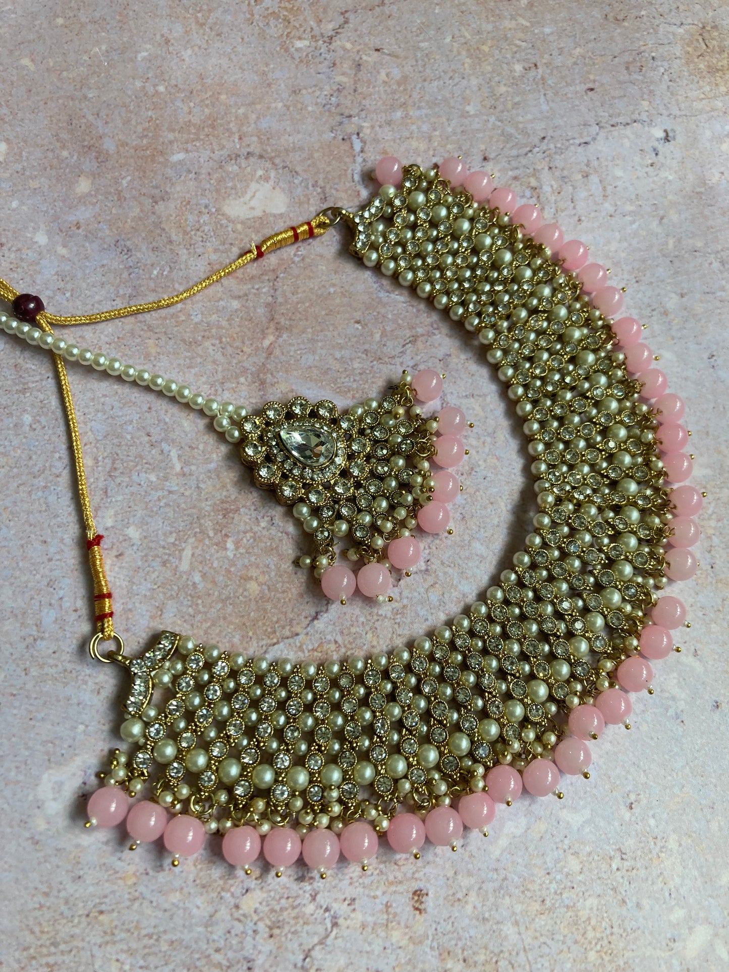 Riyasat Meenakari Kundan Pearl Set (ST128) (Pink)