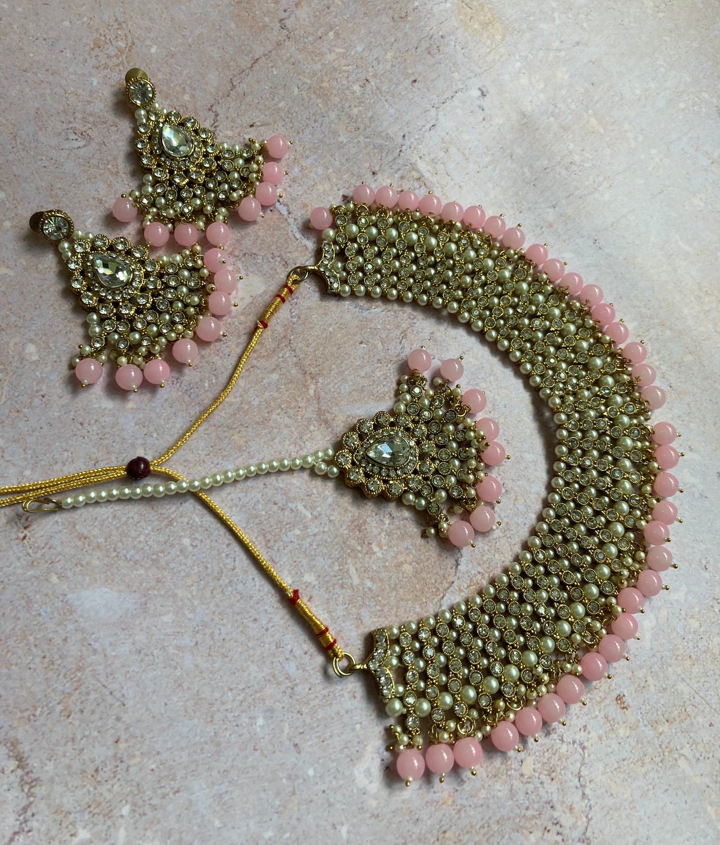Riyasat Meenakari Kundan Pearl Set (ST128) (Pink)