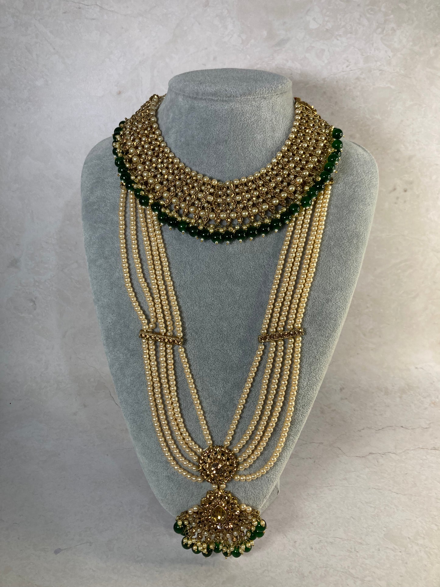 Riyasat Meenakari Kundan Pearl Set (ST128) (Emerald)