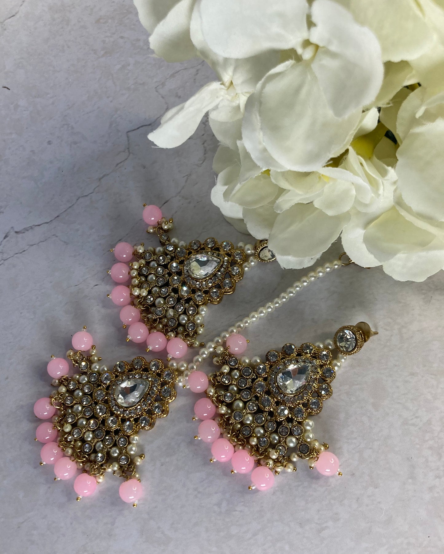 Riyasat Meenakari Kundan Pearl Set (ST128) (Silver Pink)