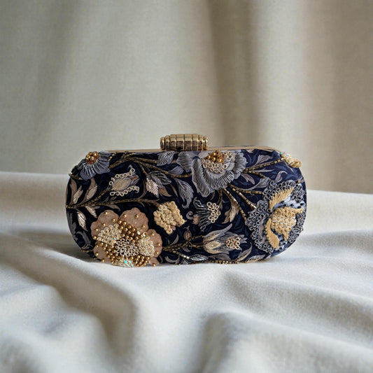 Amara Blue Floral Oval Clutch (ST1125)