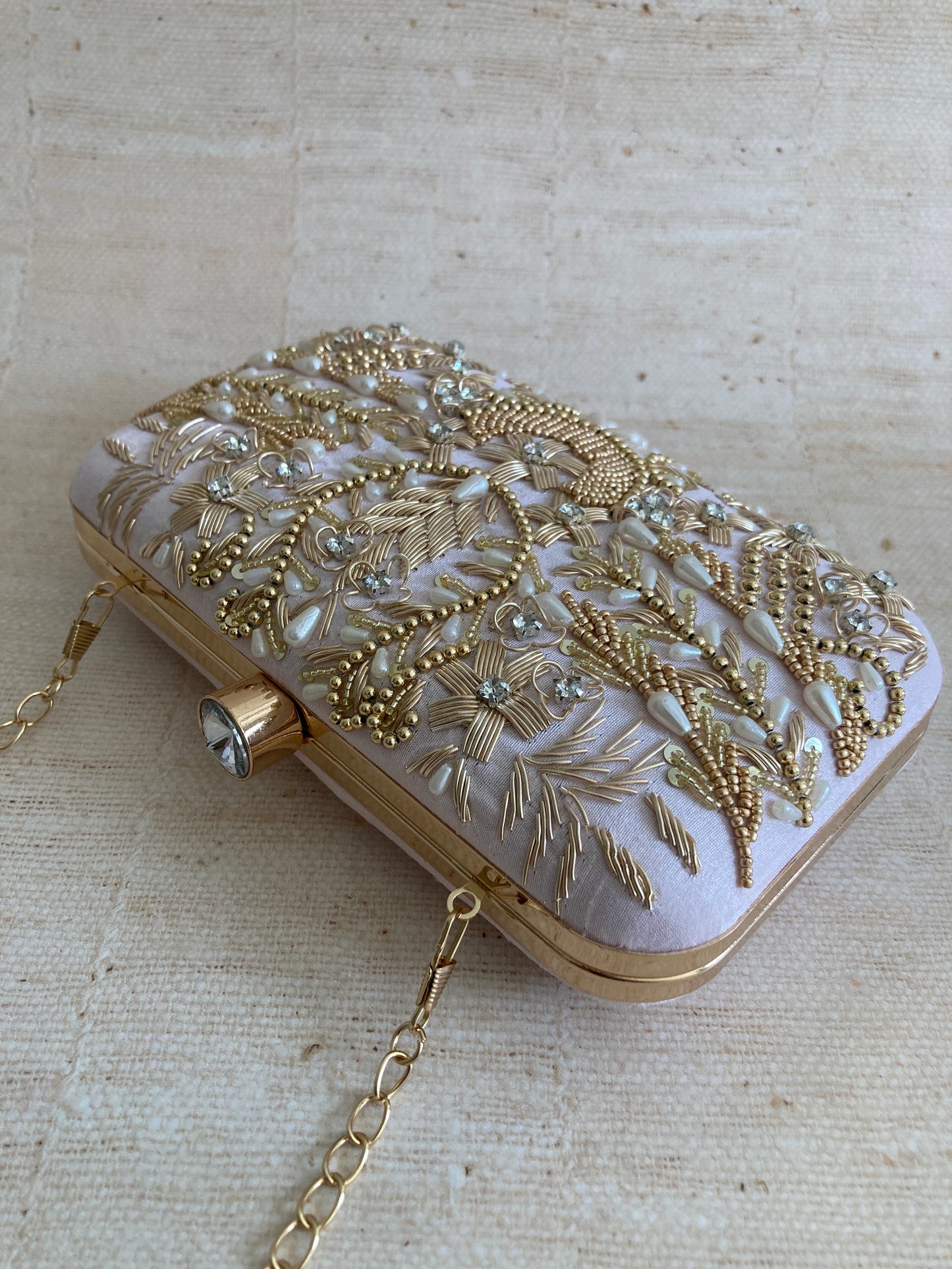 Ciaro Rectangular Light Pink Clutch (ST920)