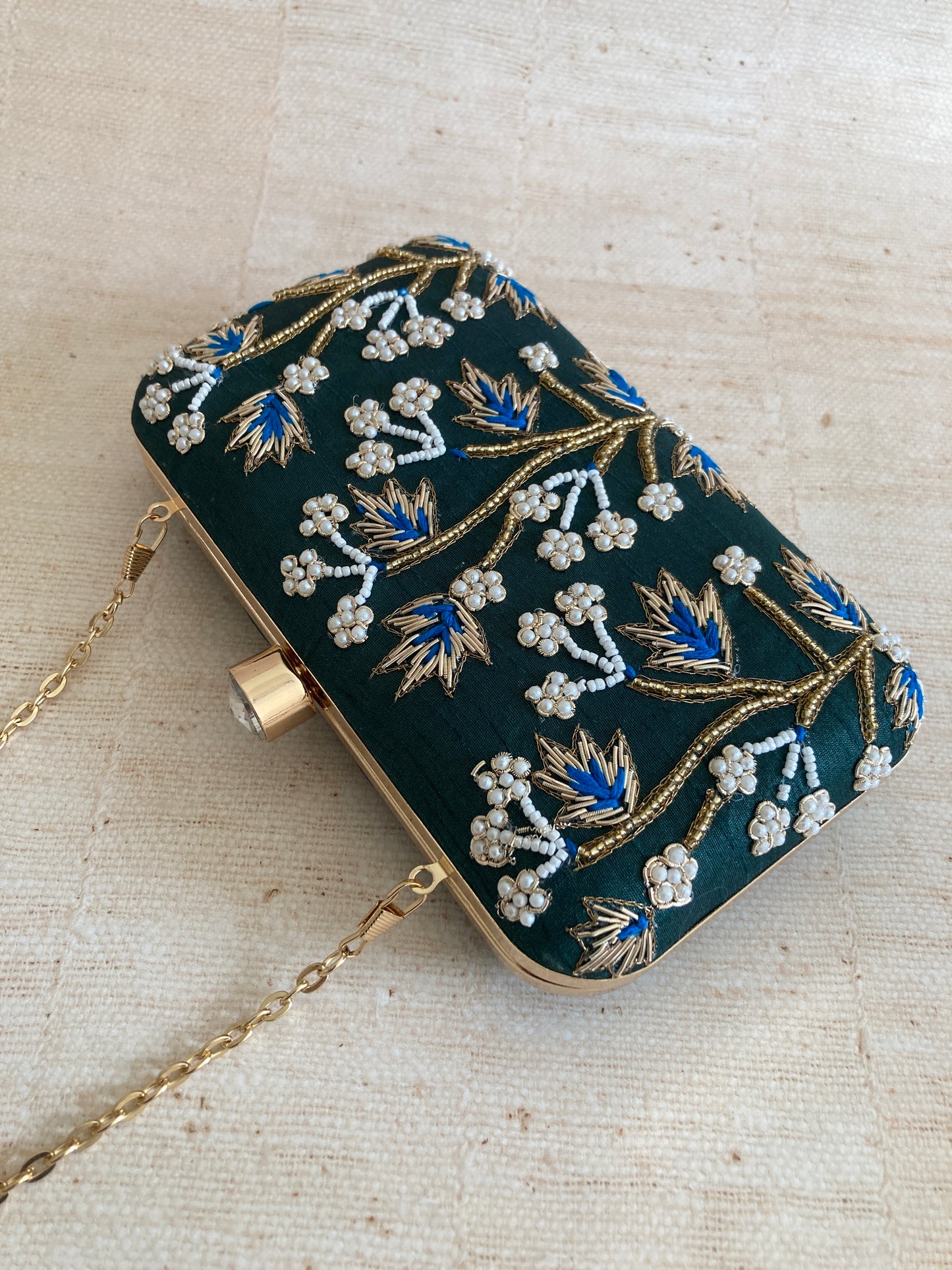 Ivy Emerald Green Rectangular Clutch (ST282)