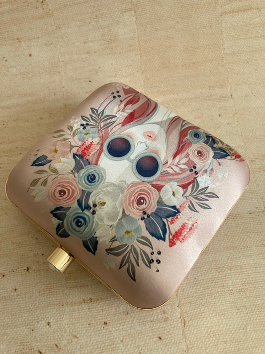 Flower Child Pink Digitally Printed Clutch (ST300)