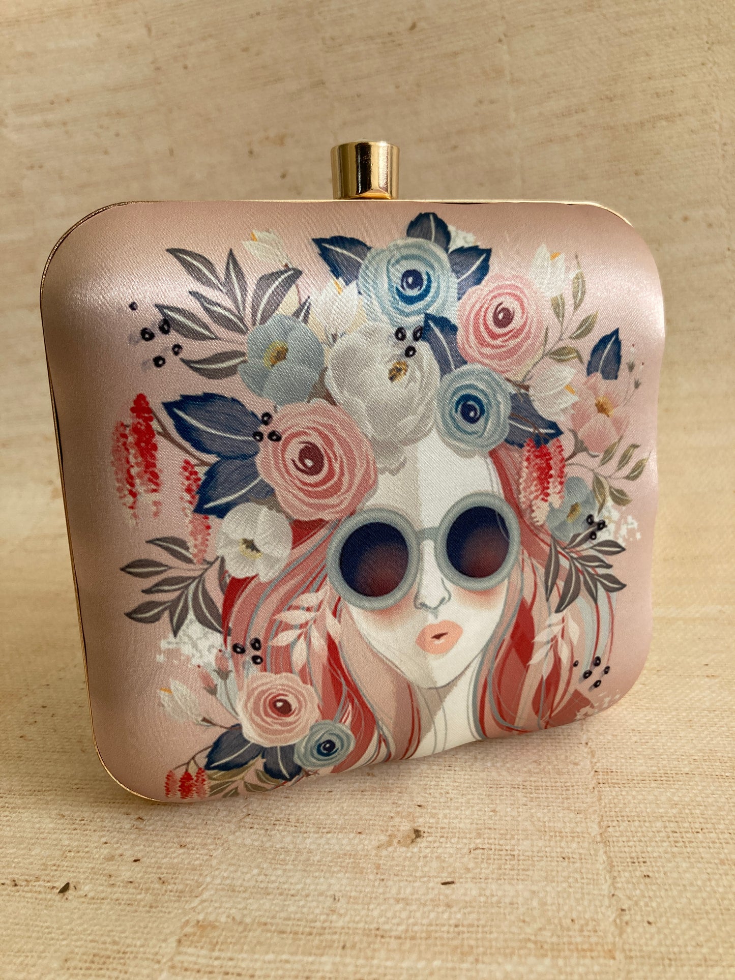 Flower Child Pink Digitally Printed Clutch (ST300)