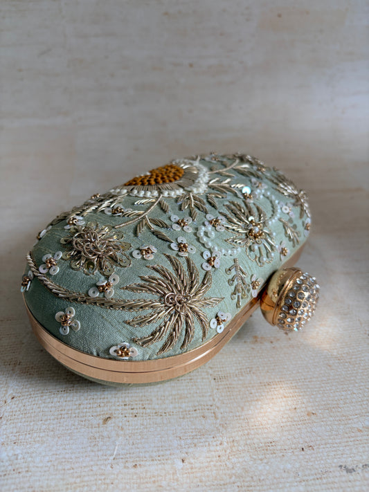 Emily Oval Green Clutch (ST1160)