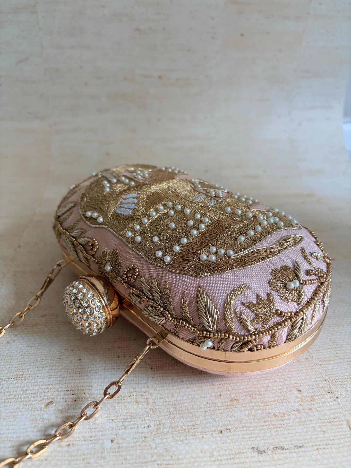 Elephant Oval Pink Clutch (ST1158)