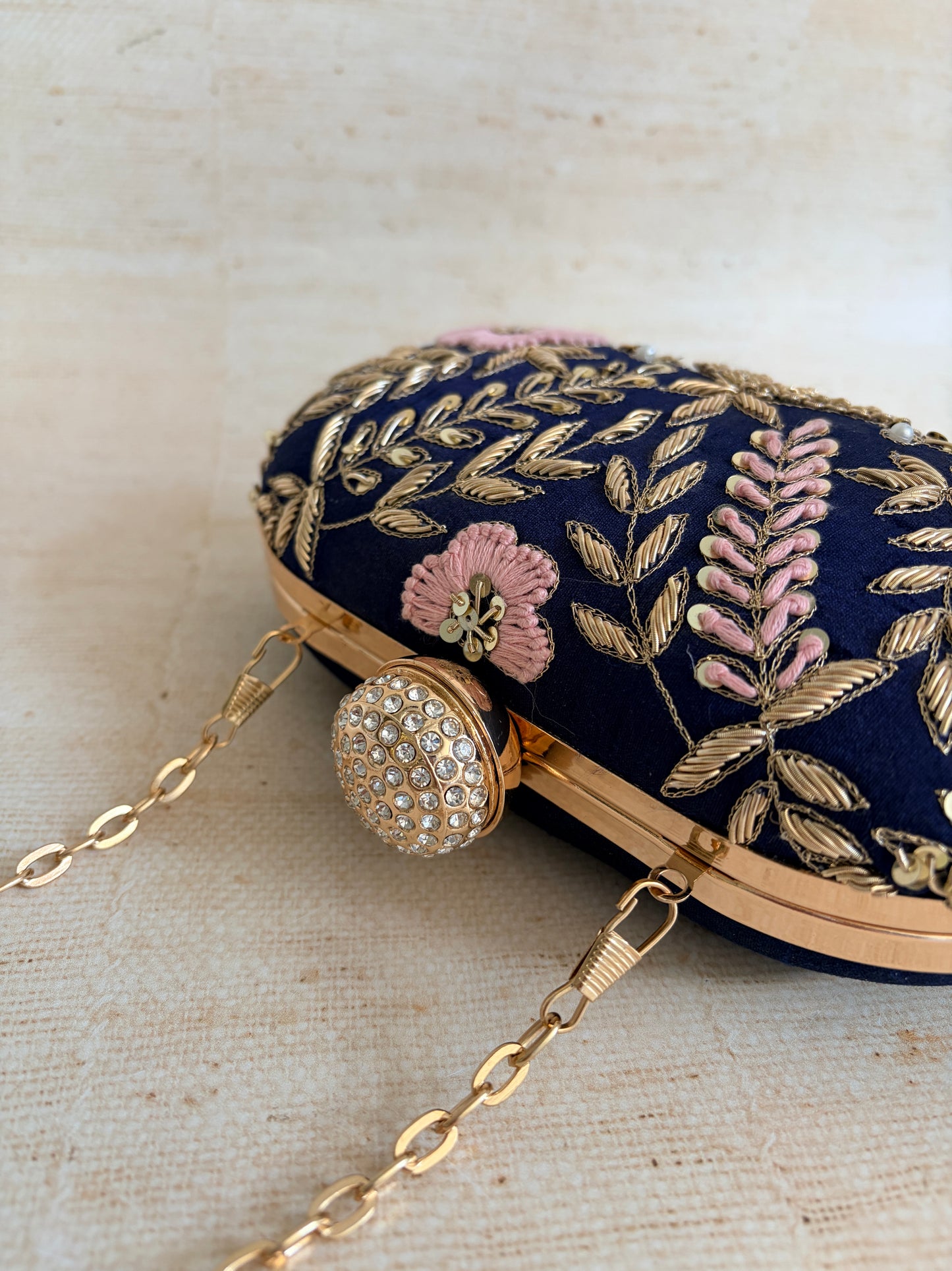 Valarie Oval Navy Clutch (ST1163)