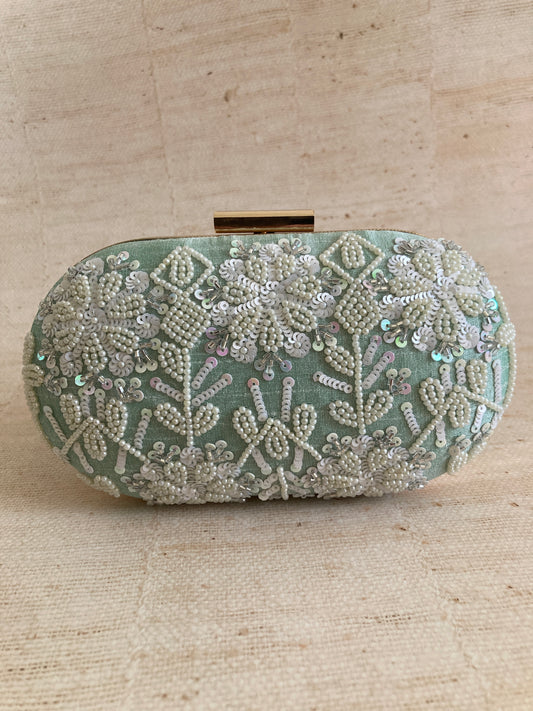 SALE Lilly Oval Mint Green Clutch (ST969)