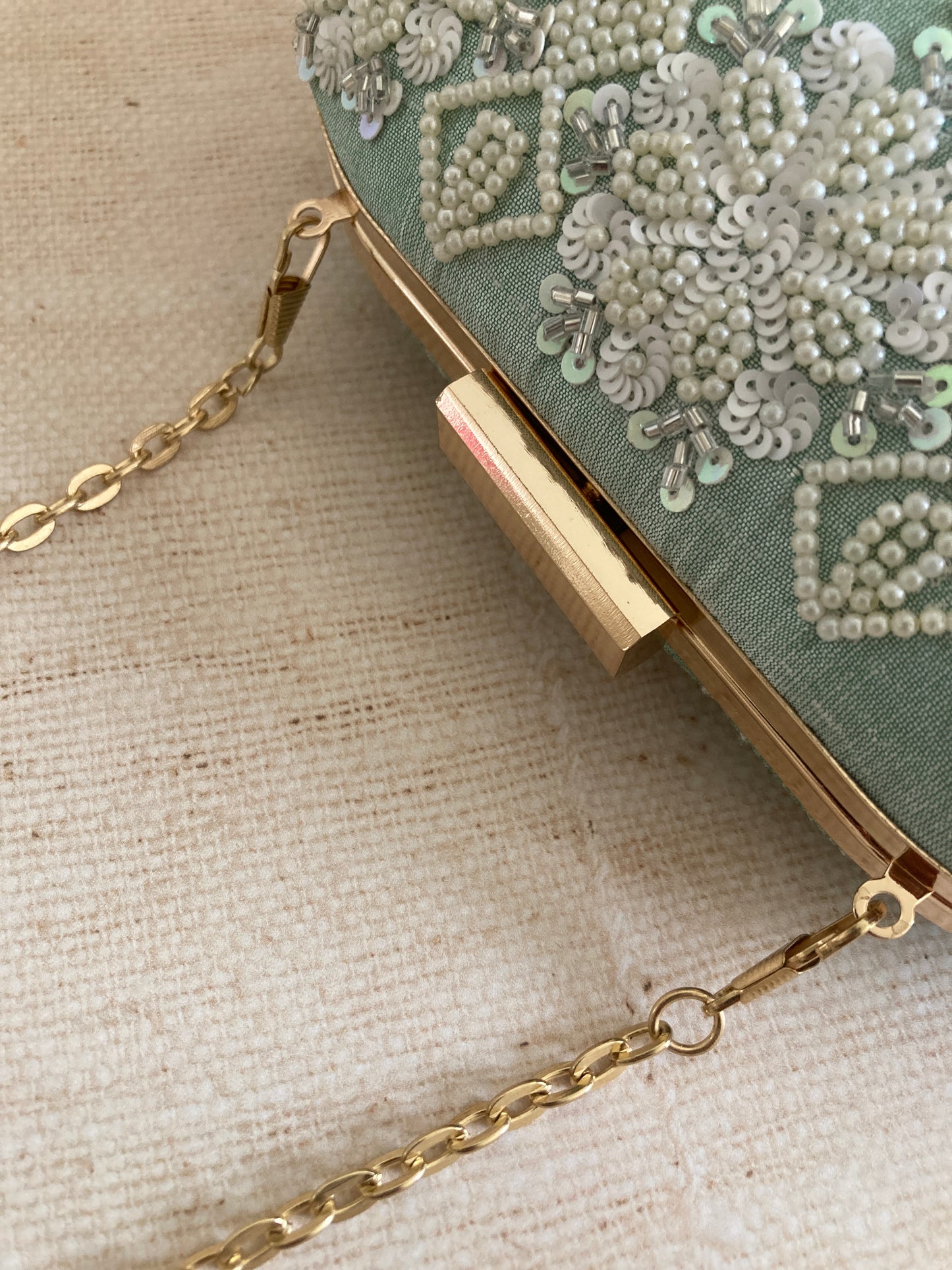 SALE Lilly Oval Mint Green Clutch (ST969)