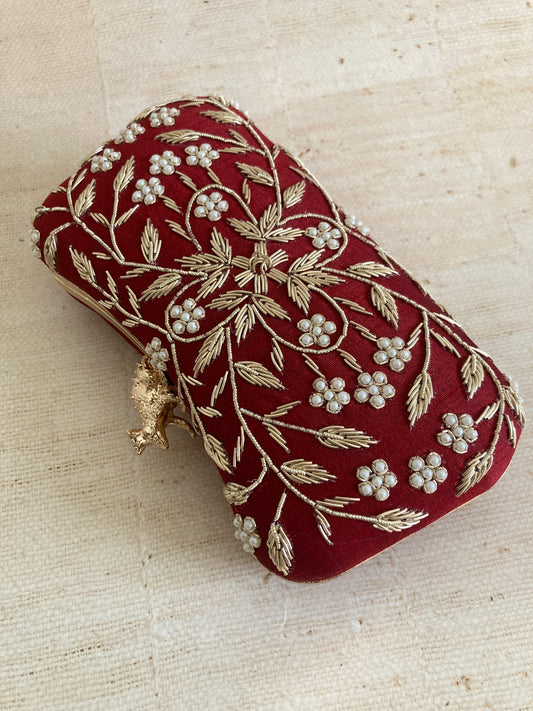 Milani (Rectangular Clutch) (Maroon) (ST263)