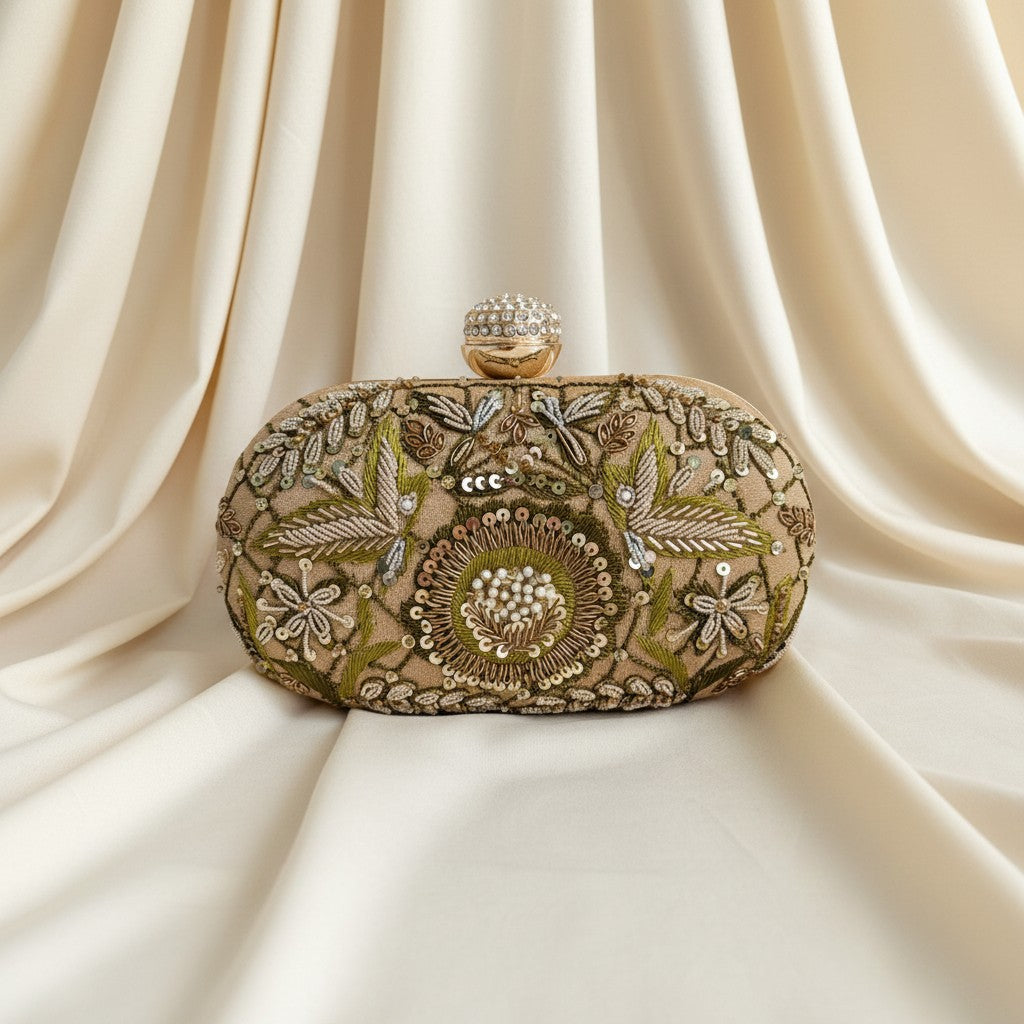 Livia Oval Gold Clutch (ST1167)