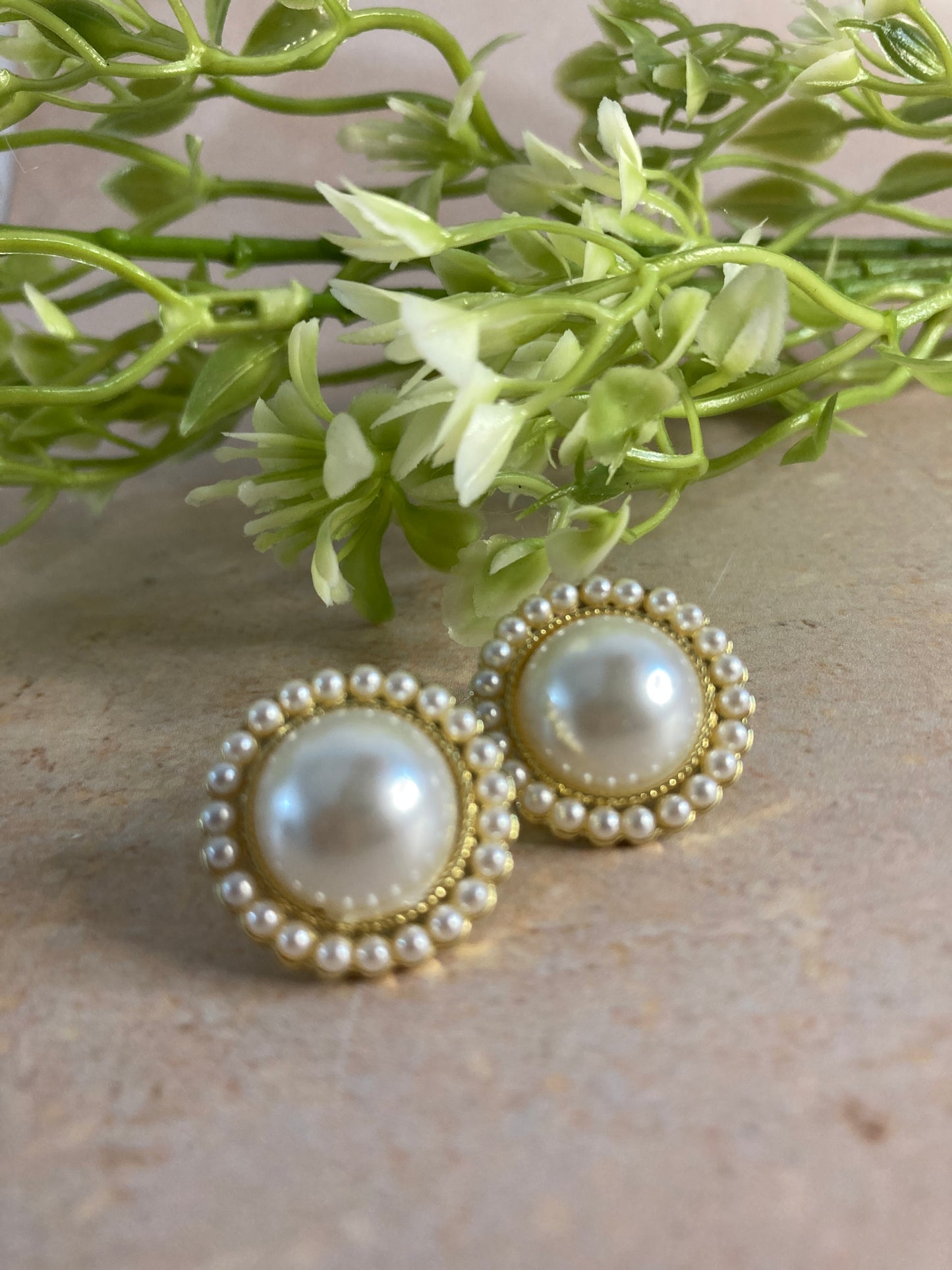 Oversized Statement Pearl Stud Earrings (ST768)