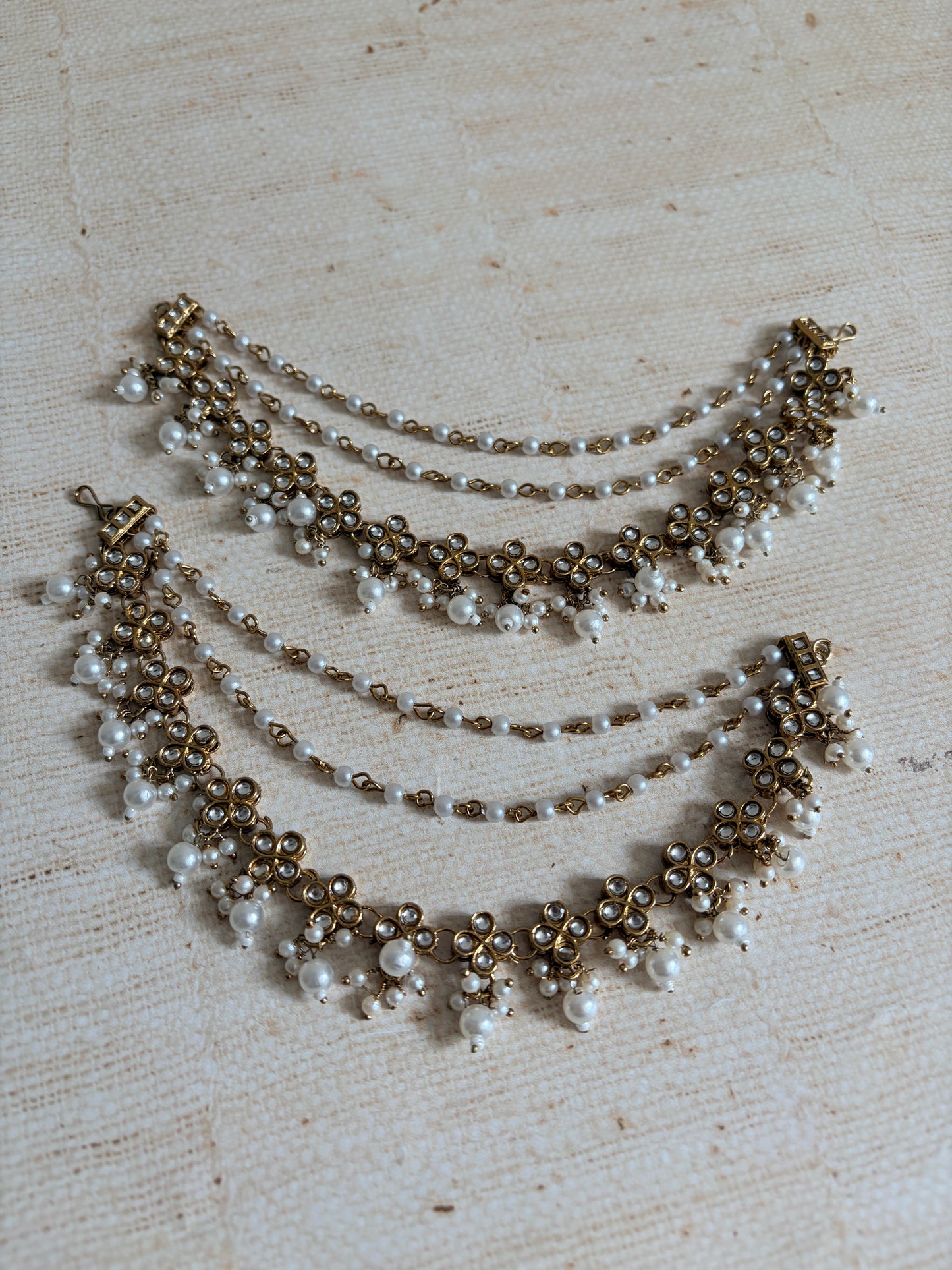 Antique Gold Plated Pearl Ear Chains/Kaan Chain (ST1180)