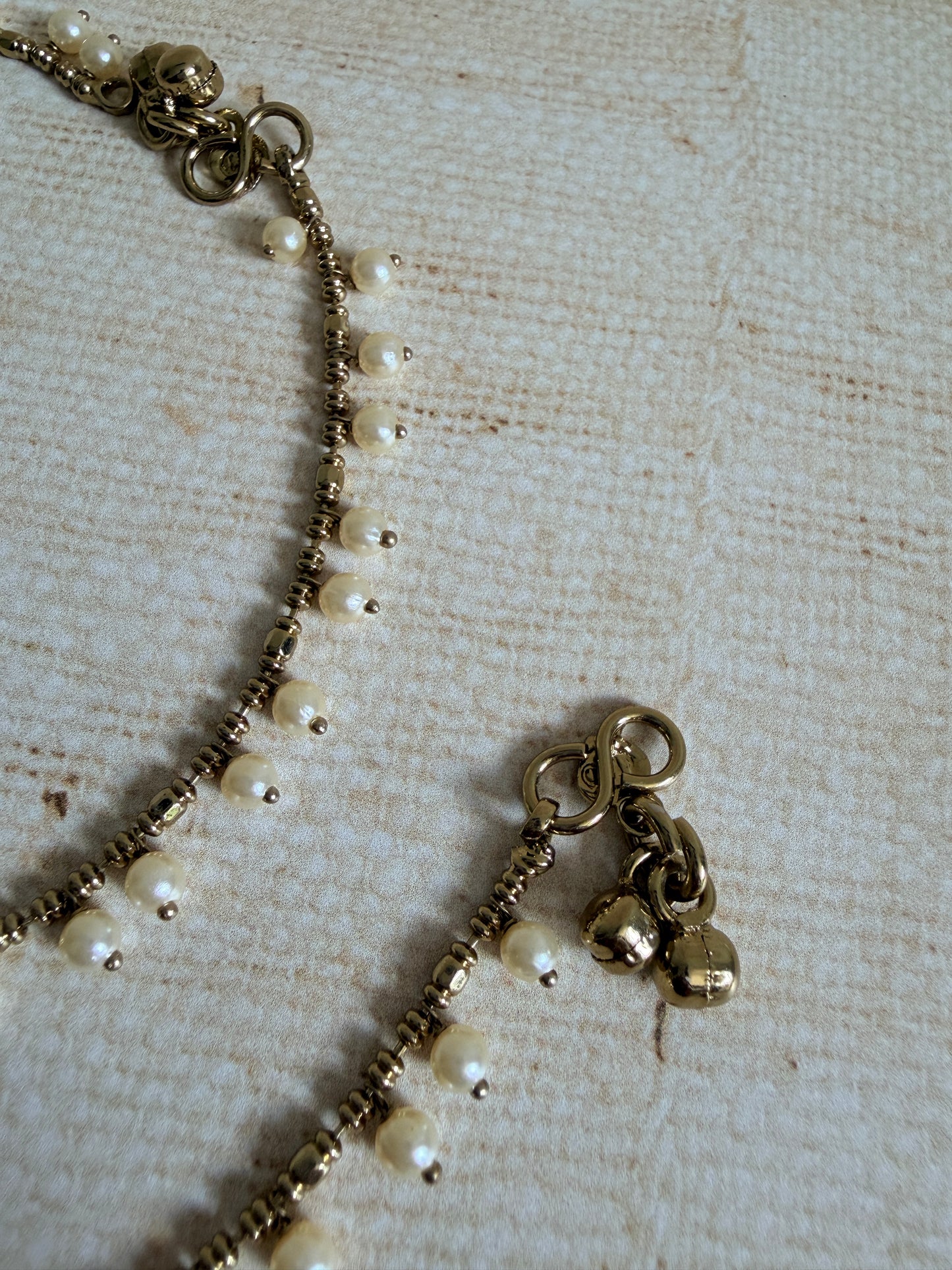Antique Gold Adjustable Pearl Anklets/Payal (ST1192)