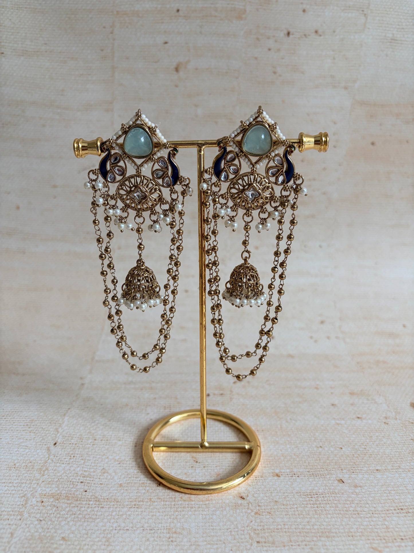 Blue Peacock Indian Earrings (ST1196)