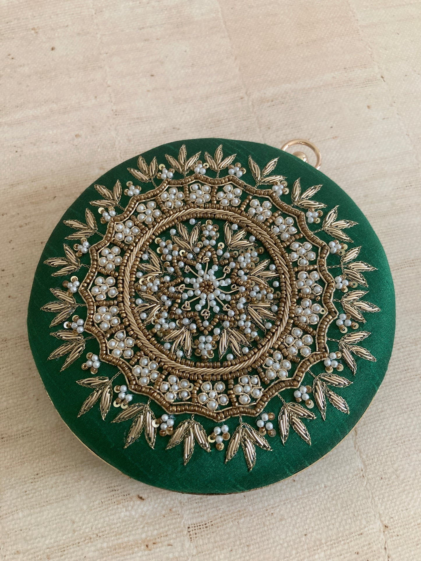 Aarza Peacock Green Bangle Clutch (ST735)