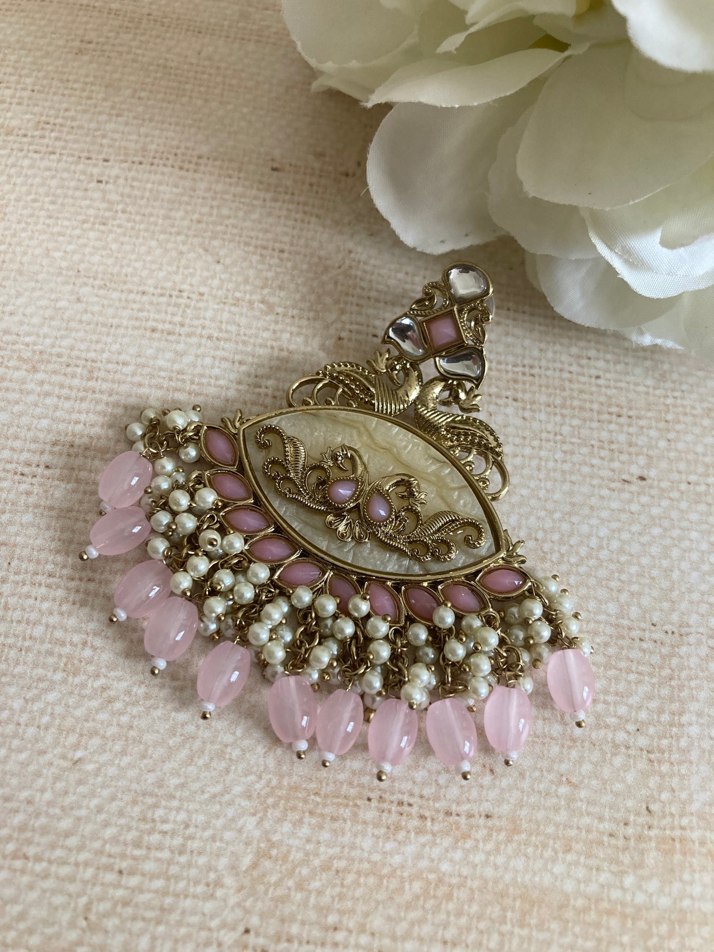 Gauri Light Pink Peacock Indian Earrings (ST972)