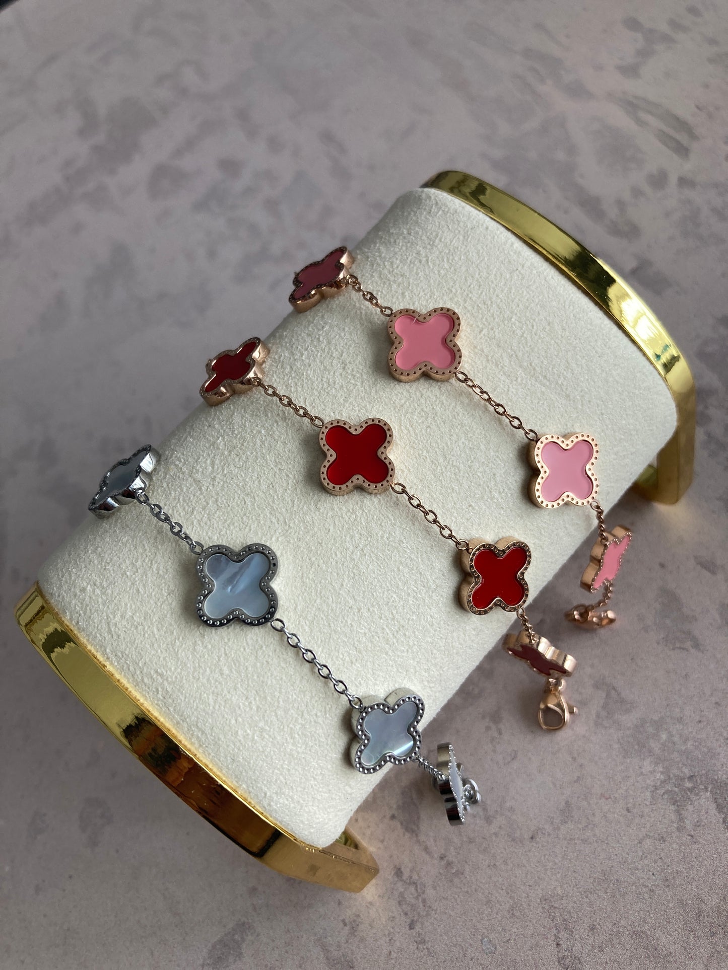 Adina Clover Bracelet (ST374) (Pink)