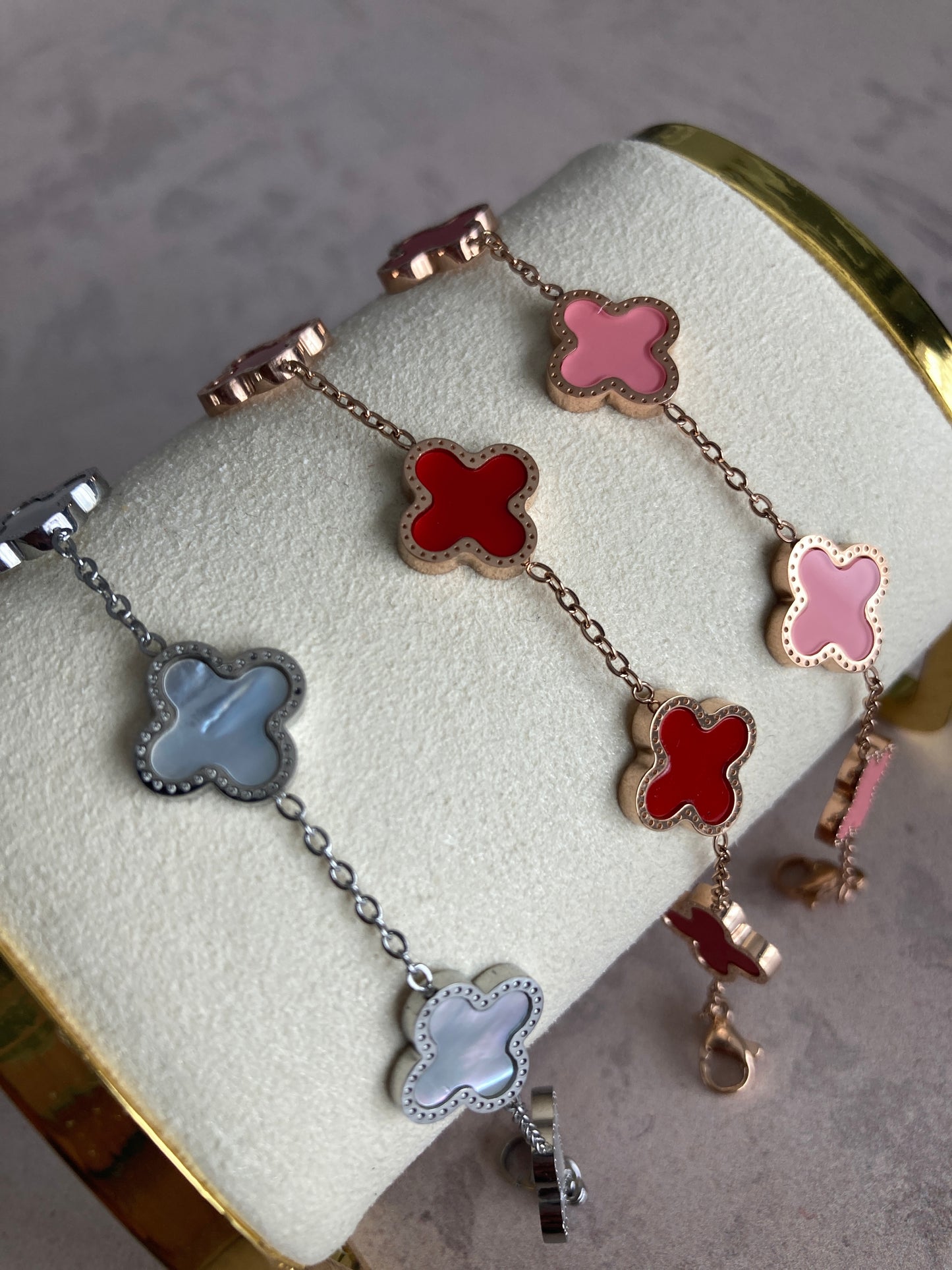 Adina Clover Bracelet (ST374) (Pink)