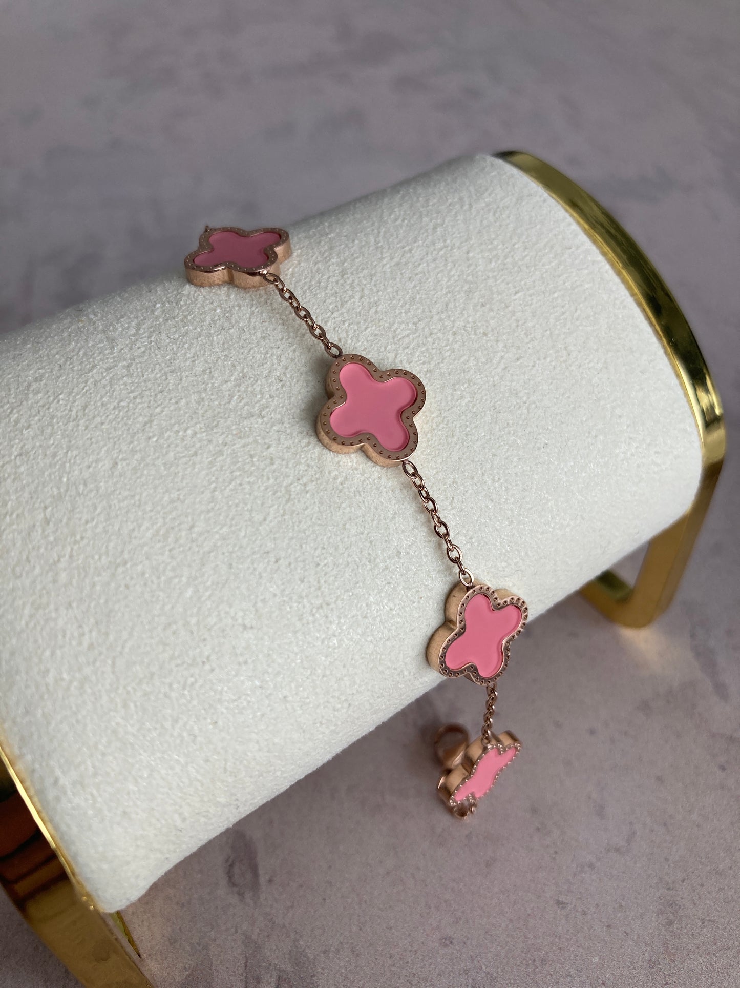Adina Clover Bracelet (ST374) (Pink)