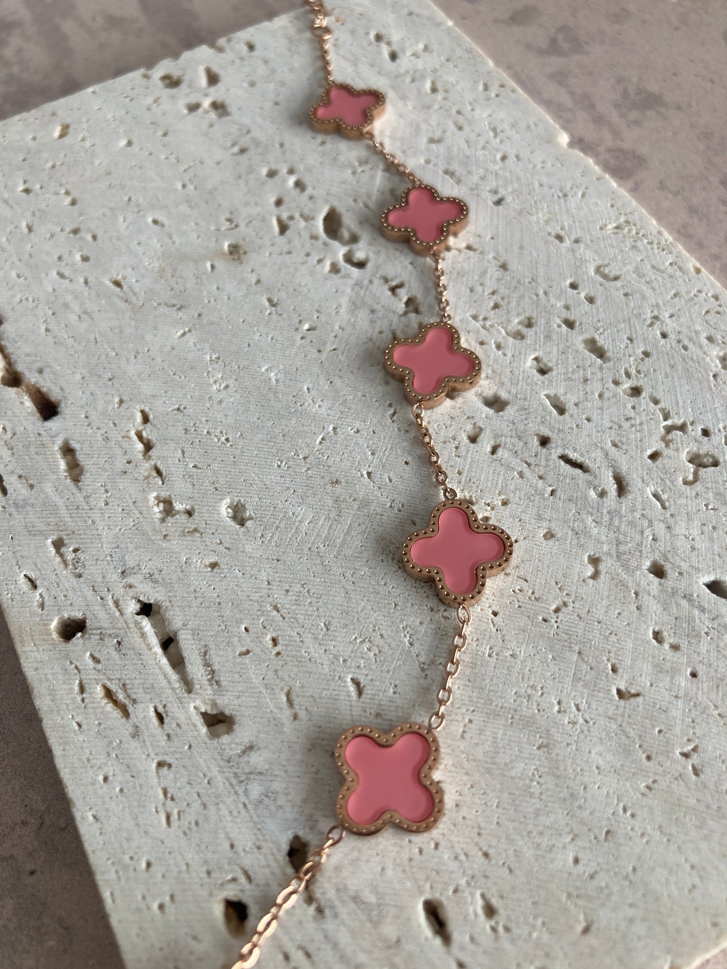Adina Clover Bracelet (ST374) (Pink)