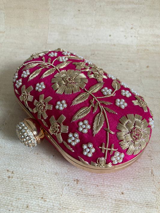 Lucia Oval Hot Pink Clutch (ST902)