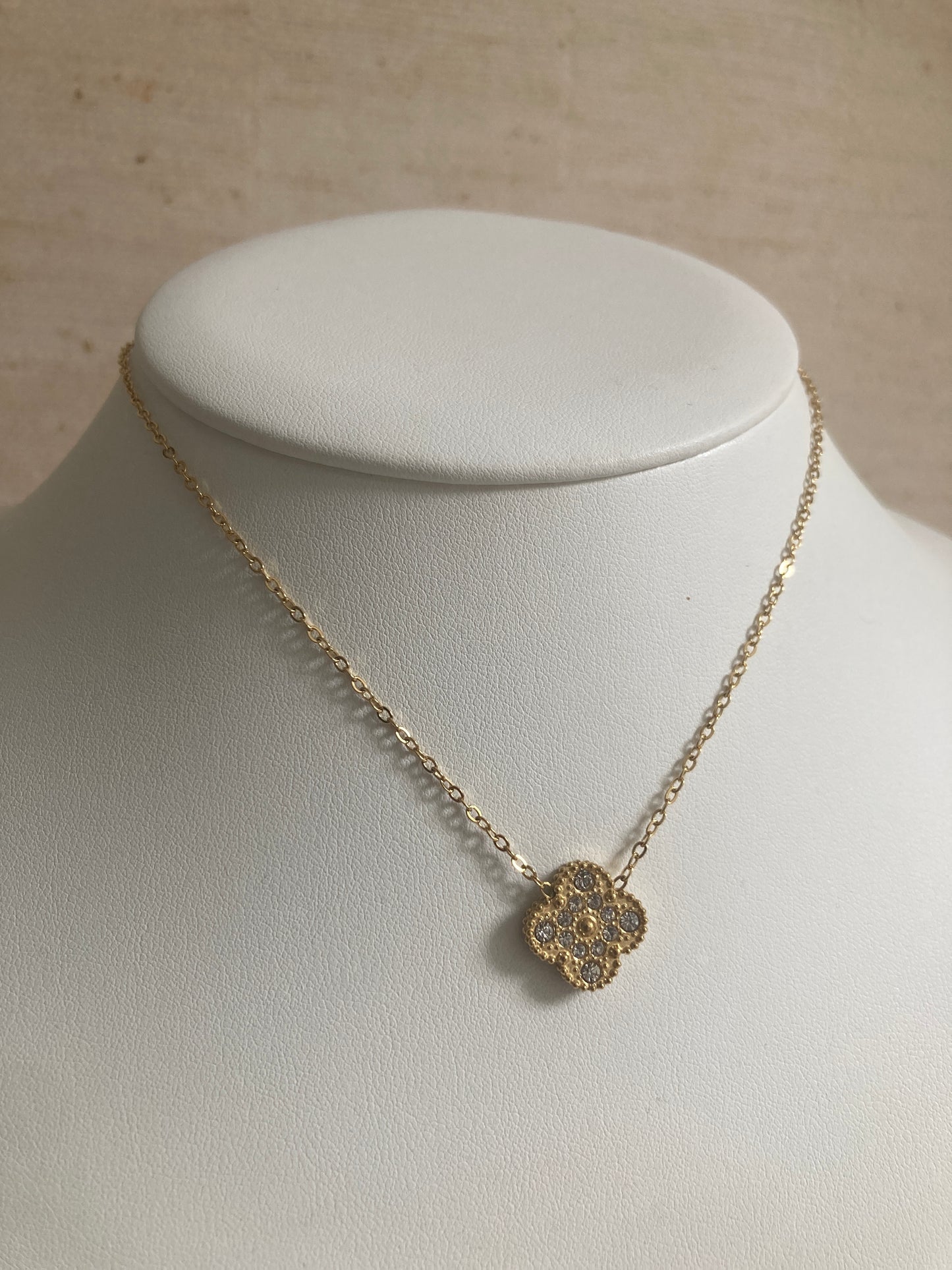 Christa 18K Gold Plated Clover Necklace (ST838) (Black)
