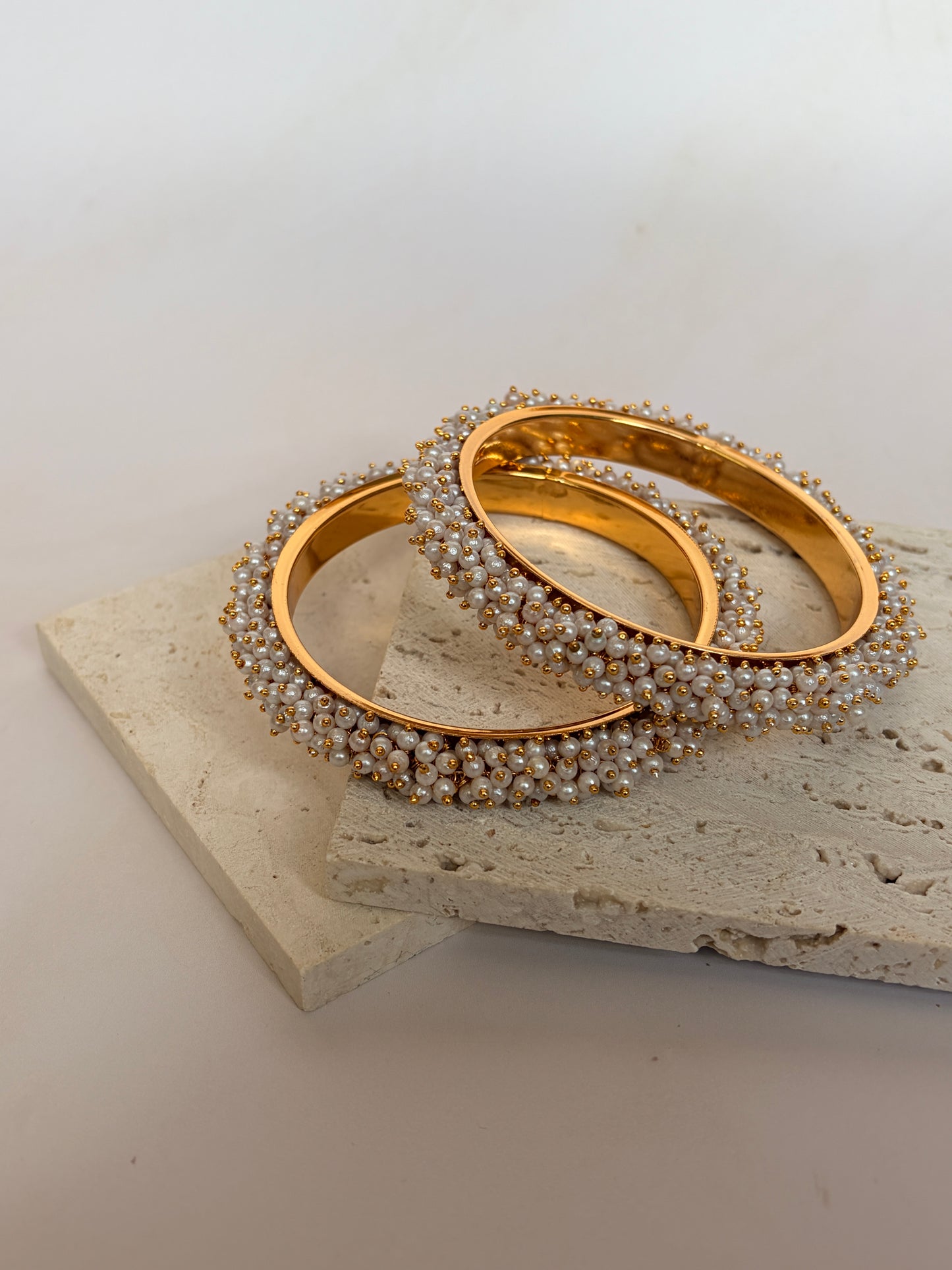 Lata Gold Plated Pearl Bangle Set 2.6 (ST121)