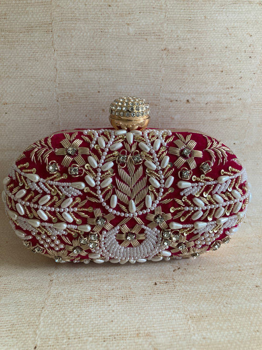 Ambrose (Oval Clutch)(Hot Pink Velvet)(ST266)