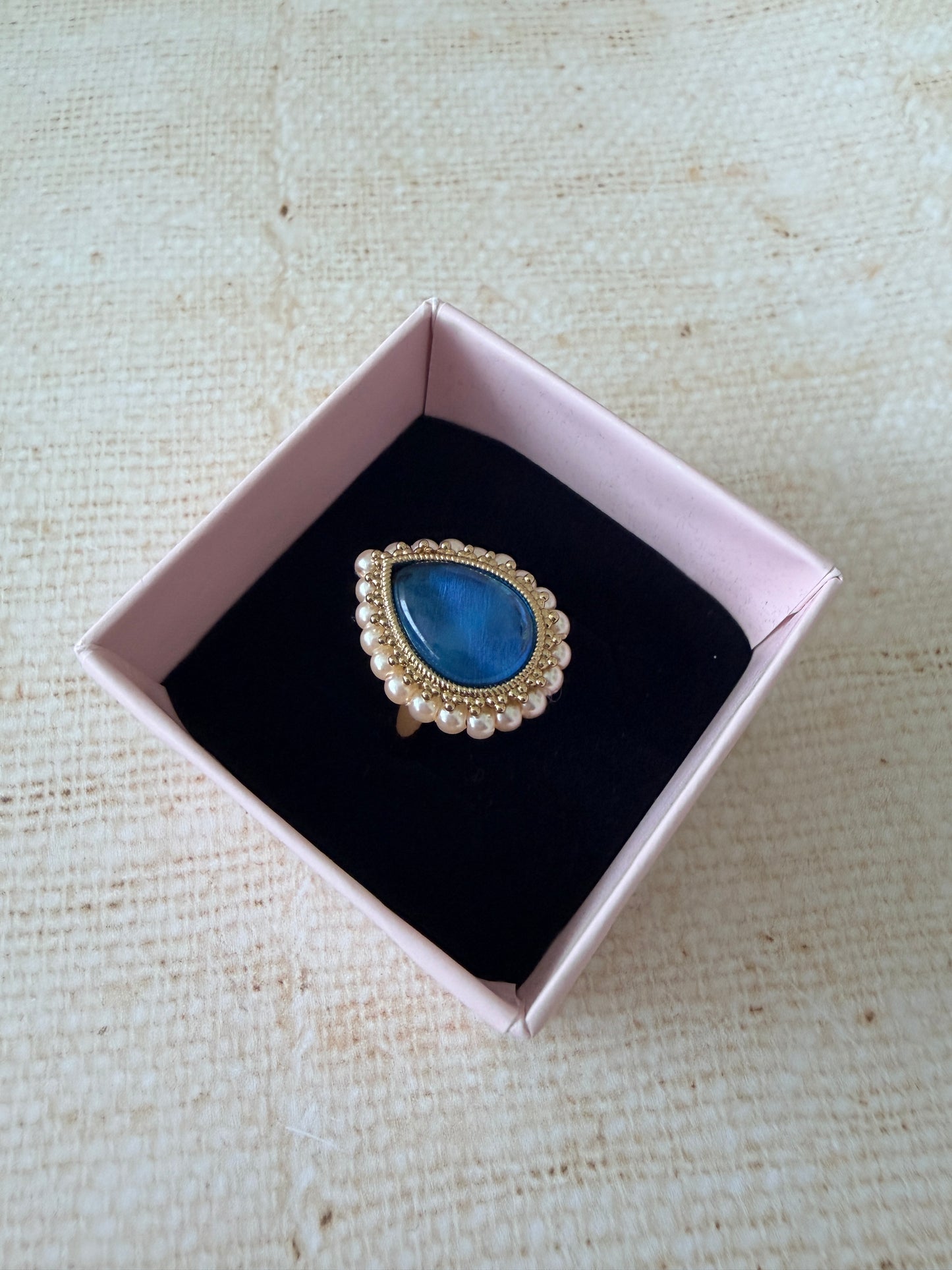 Maya Blue Pearl Gold Ring (ST1109)