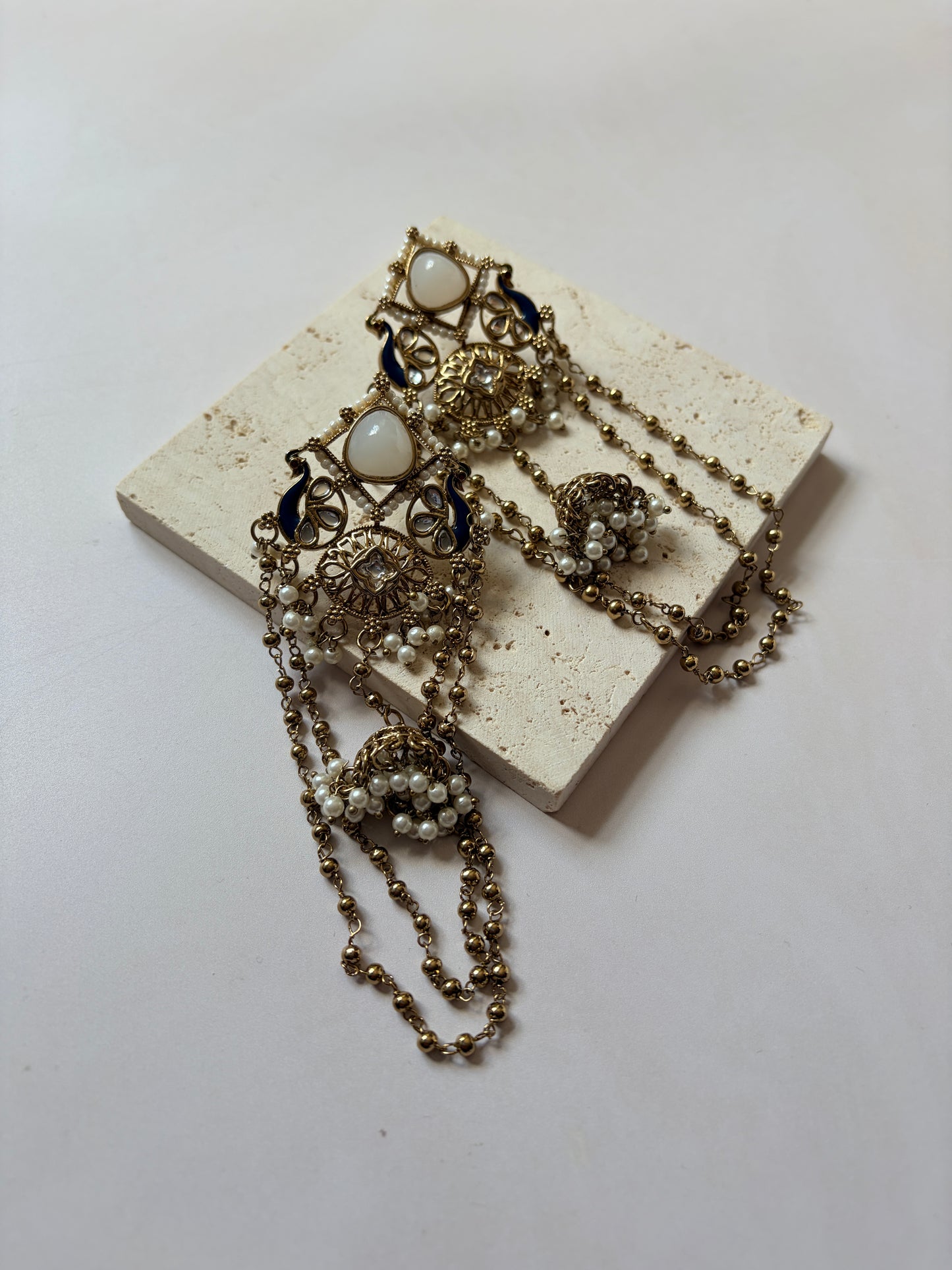 White Peacock Indian Earrings (ST1196)