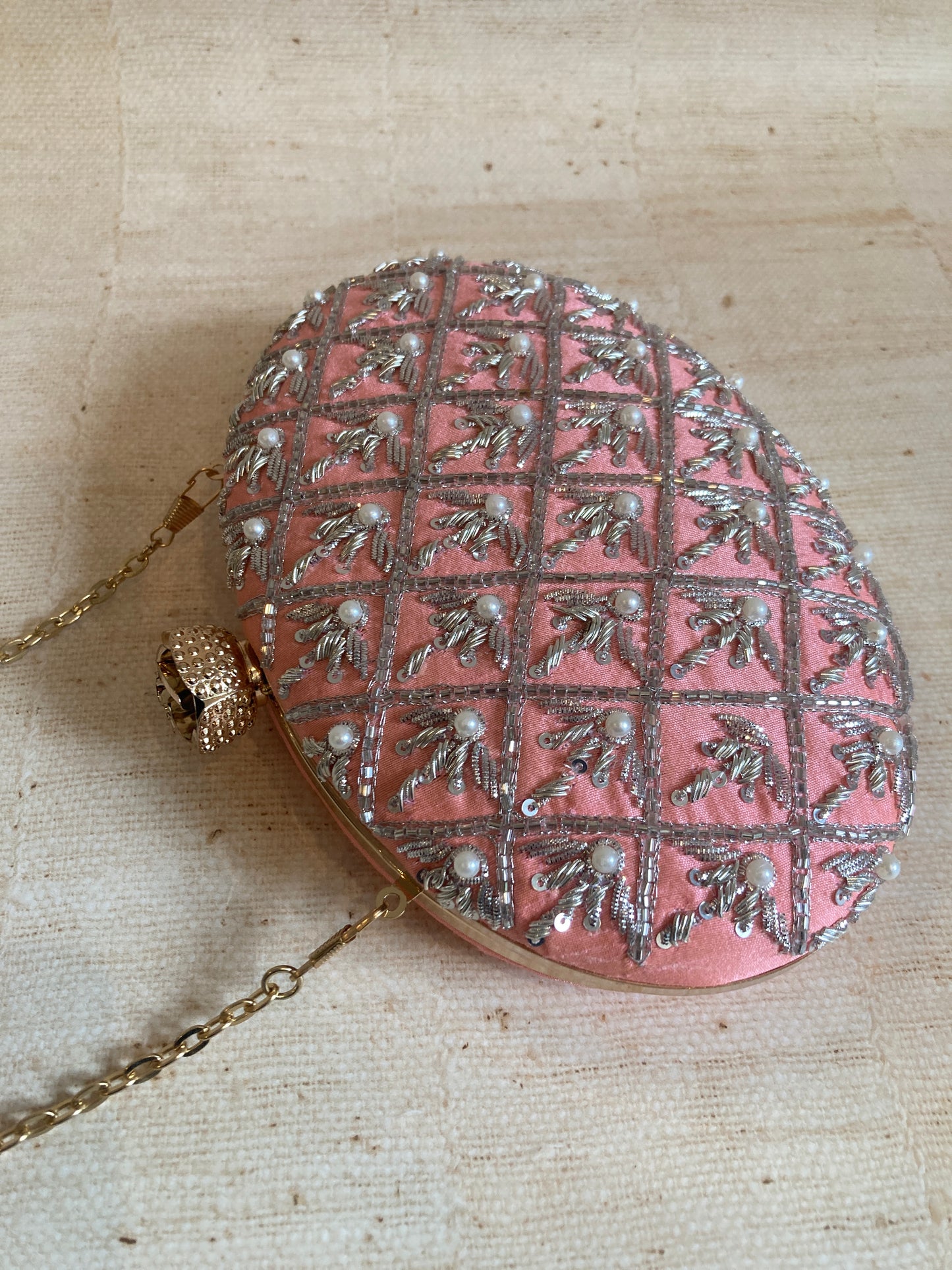 SALE Sophie (Oval Clutch) (Salmon Pink) (ST991)