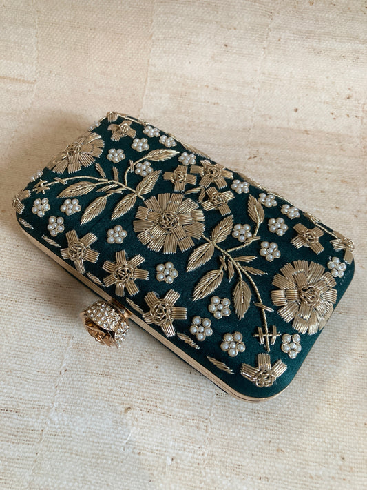 Alina (Rectangular Clutch) (Emerald Green) (ST859)