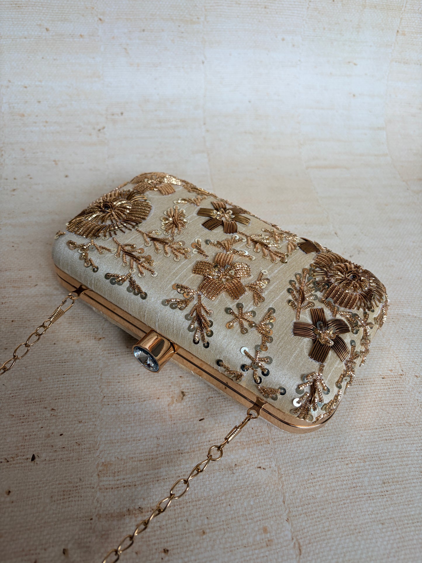 Faryal Rectangular Clutch (Gold) (ST139)