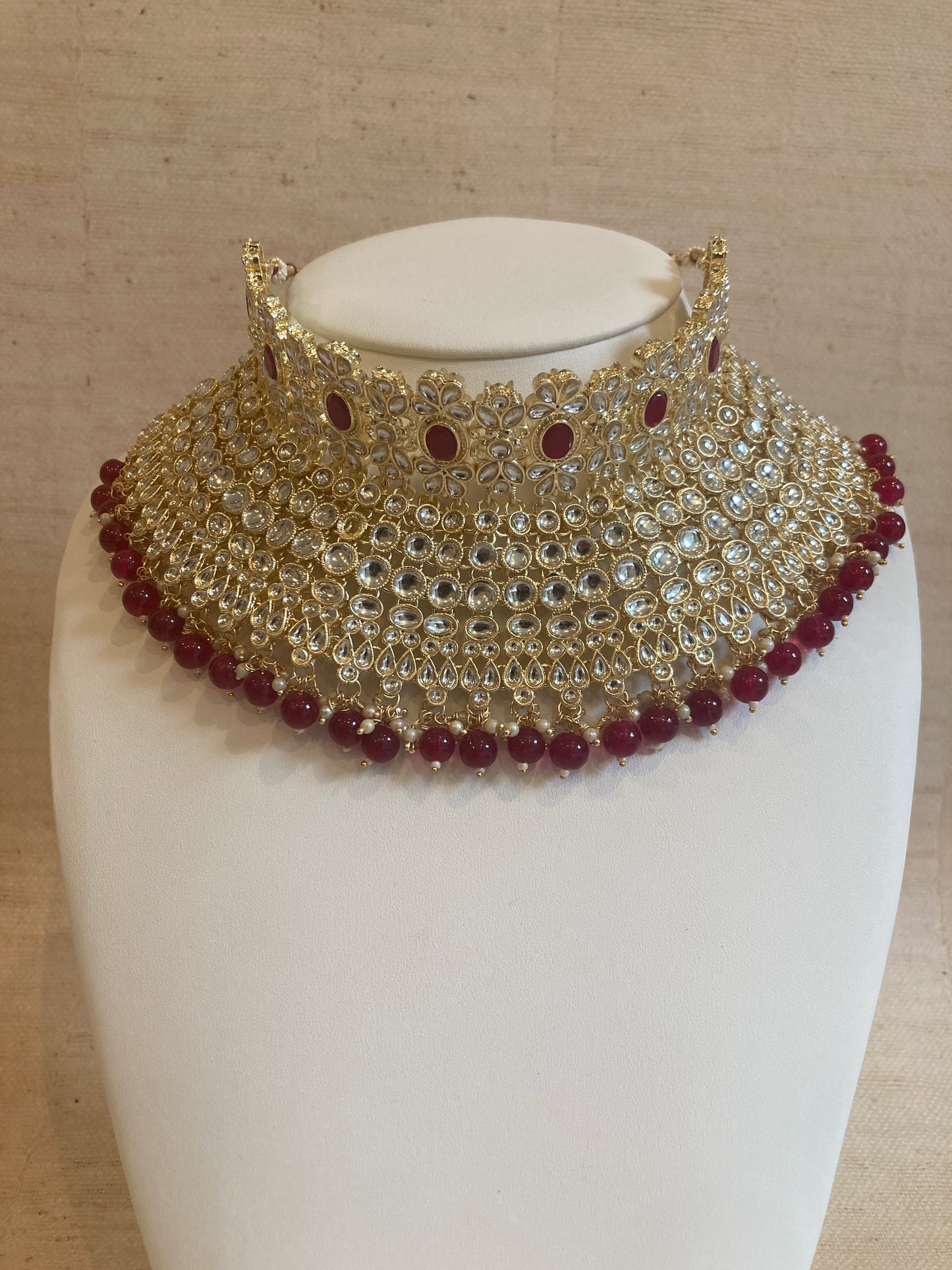 Maharani Gold Plated Kundan Choker Set (ST222) Maroon