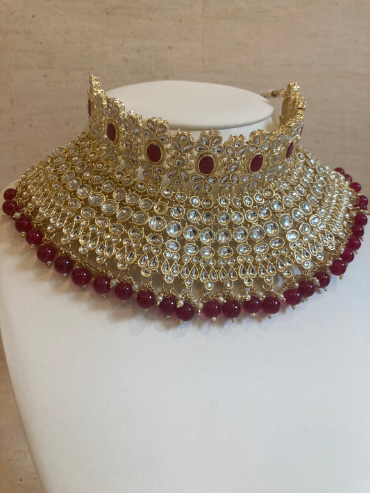 Maharani Gold Plated Kundan Choker Set (ST222) Maroon