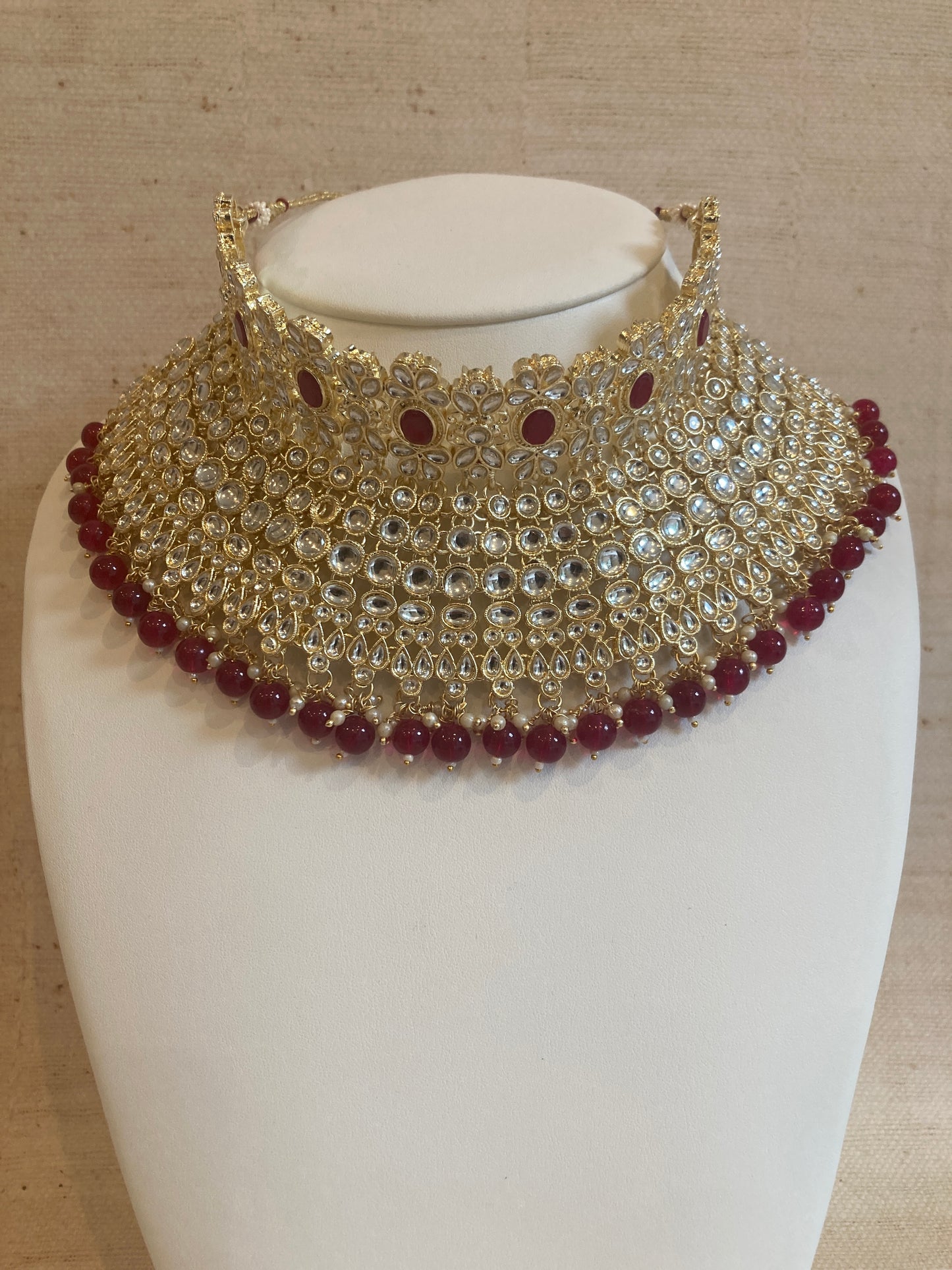 Maharani Gold Plated Kundan Choker Set (ST222) Maroon