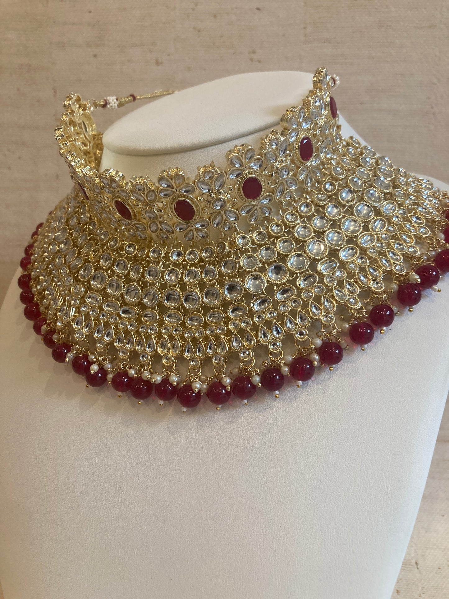Maharani Gold Plated Kundan Choker Set (ST222) Maroon