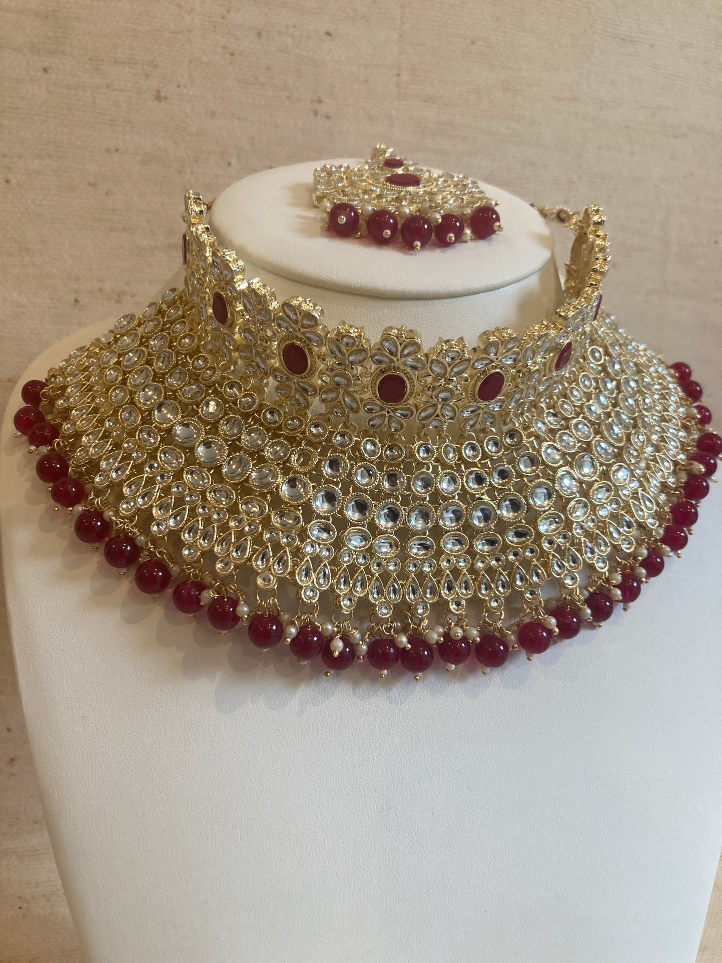 Maharani Gold Plated Kundan Choker Set (ST222) Maroon
