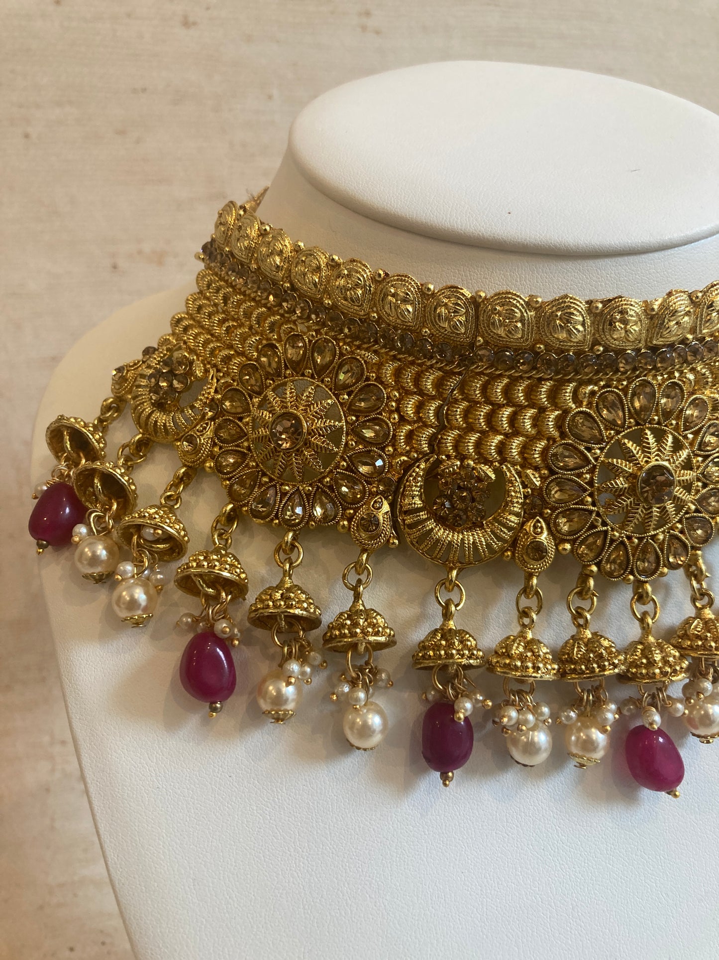 Chandni Antique Gold Plated Beaded Necklace Set (ST226)