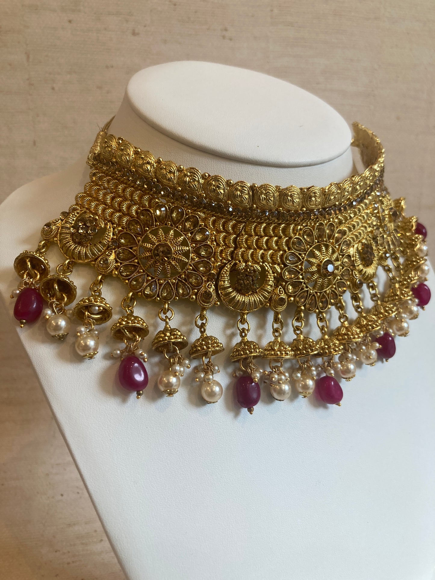 Chandni Antique Gold Plated Beaded Necklace Set (ST226)