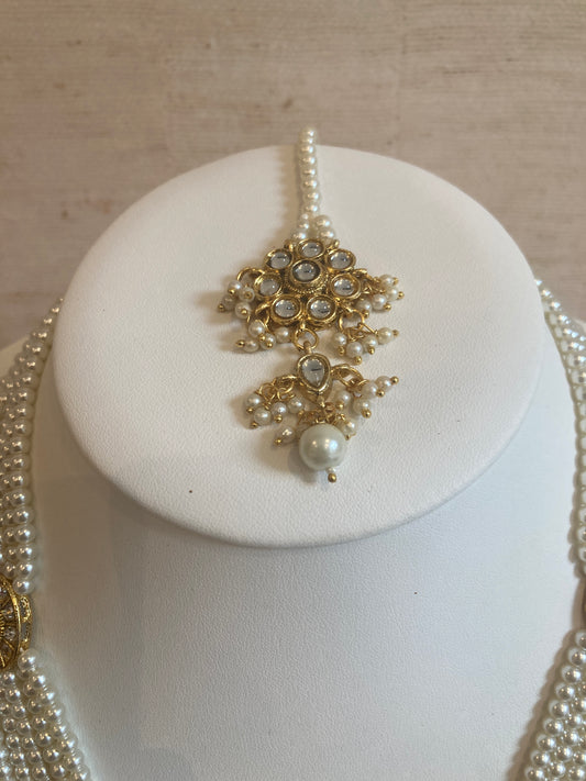 Anchal Long Necklace Kundan And Pearl Set (ST224)